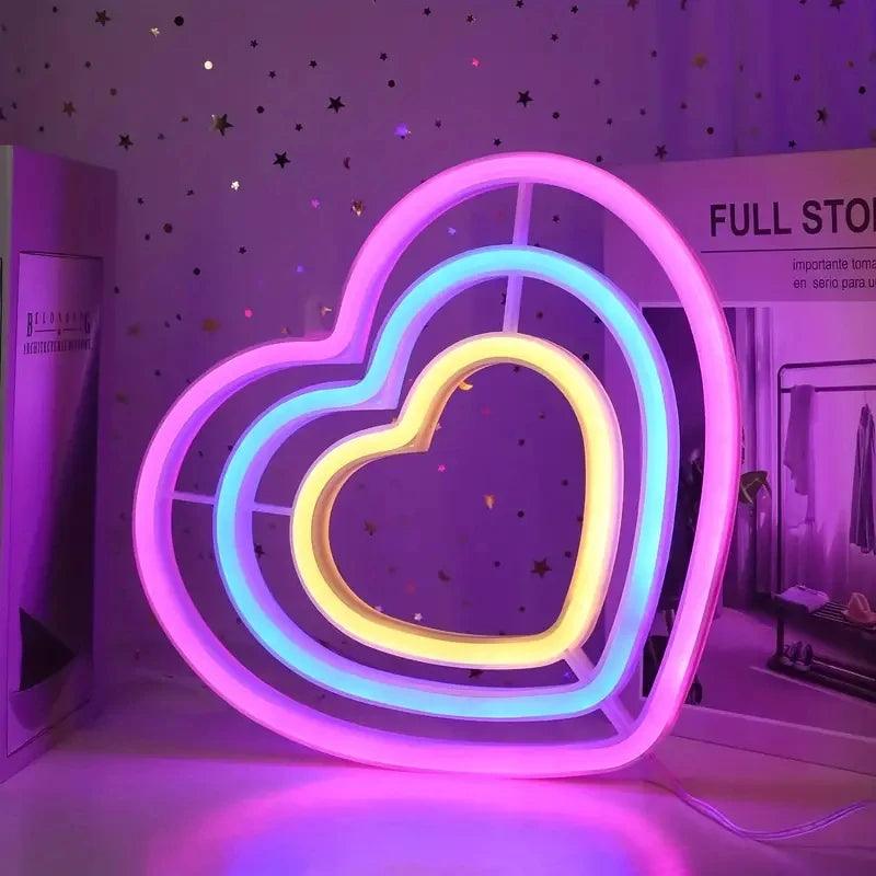 Neon Mural Led Double Coeur