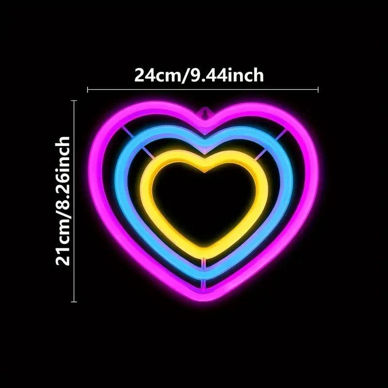 Neon Mural Double Coeur Taille