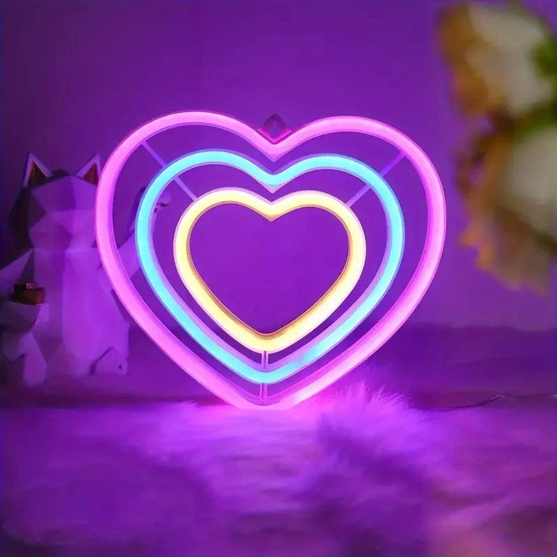 Neon Mural Triple Coeur