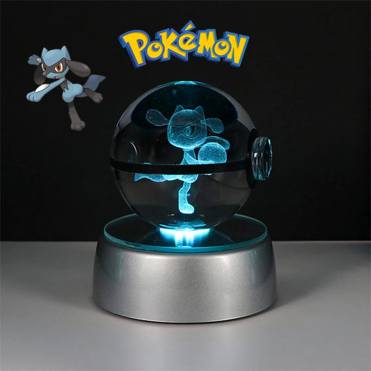 Pokéball Lumineuse en Cristal Pokemon Riolu