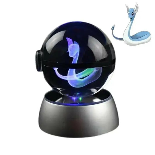 Lampe Pokemon Pokeball Cristal Led Lumineuse Draco Fond Blanc