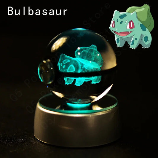 Pokeball Lumineuse en Cristal Pokemon Bulbizarre
