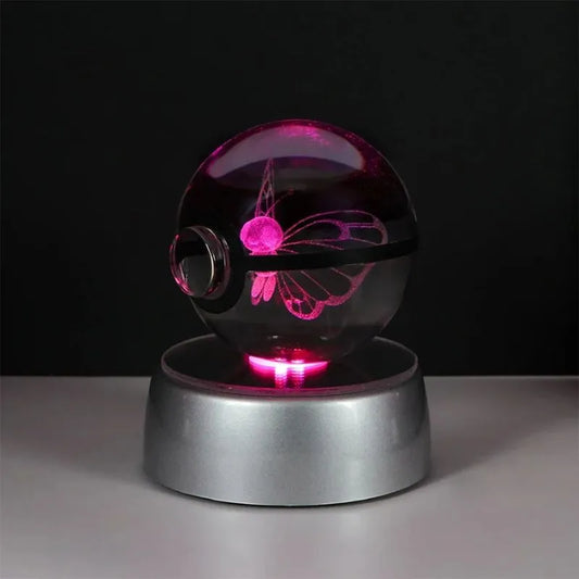 Pokeball Lumineuse en Cristal Pokemon Butterfree