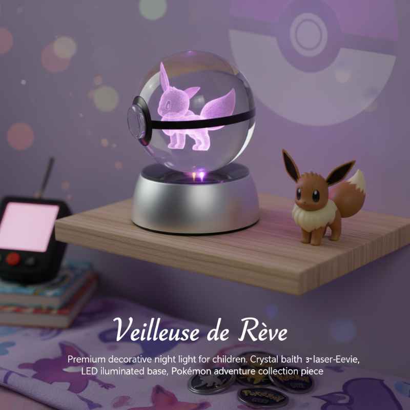 Pokeball Lumineuse Boule En Cristal Evoli