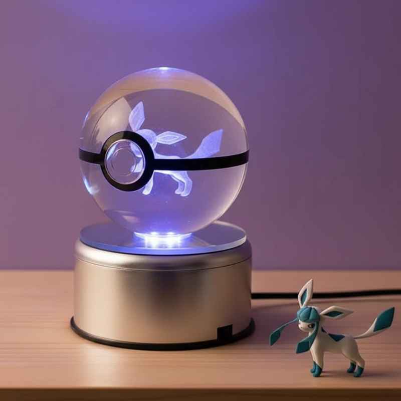 Pokeball lumineuse cristal Glaceon éclairée effet magique