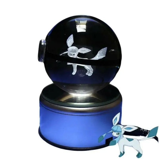 Lampe Pokeball Lumineuse en Cristal Givrali Fond Blanc