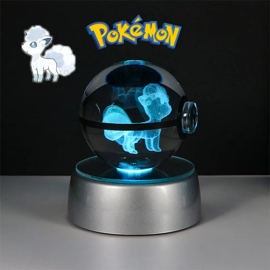 Pokeball Lumineuse en Cristal Pokemon Goupix d'Alola