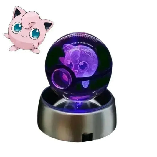 Lampe Pokemon Pokéball Lumineuse Cristal Led Rondoudou