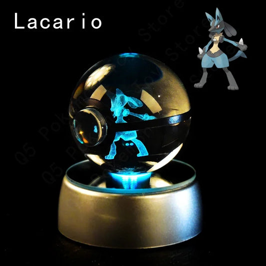 Pokeball Lumineuse en Cristal Pokemon Lacario