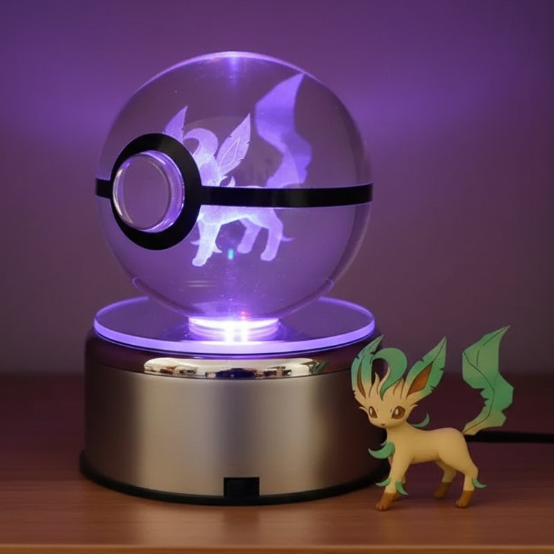Pokéball lumineuse cristal Leafeon effet LED allumé