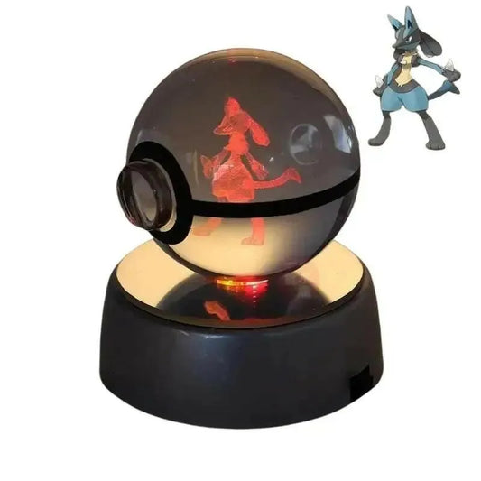 lampe pokemon Pokeball Lumineuse Cristal Lucario Fond Blanc