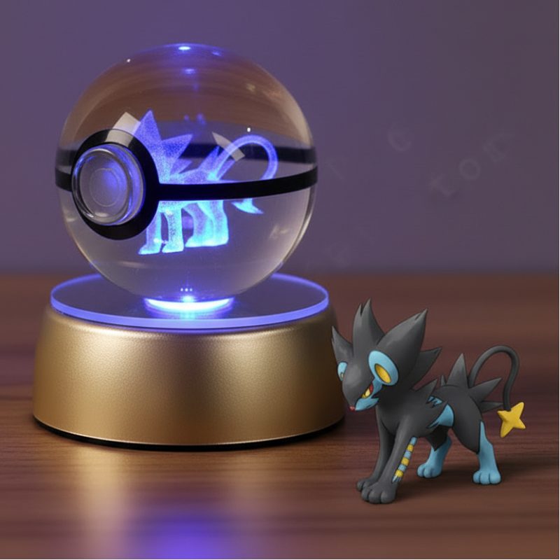 pokeball lumineuse cristal luxray 3D veilleuse décorative LED changeante