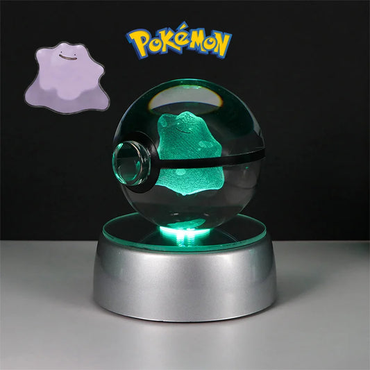 Pokeball Lumineuse en Cristal Pokemon Métamorph Ditto