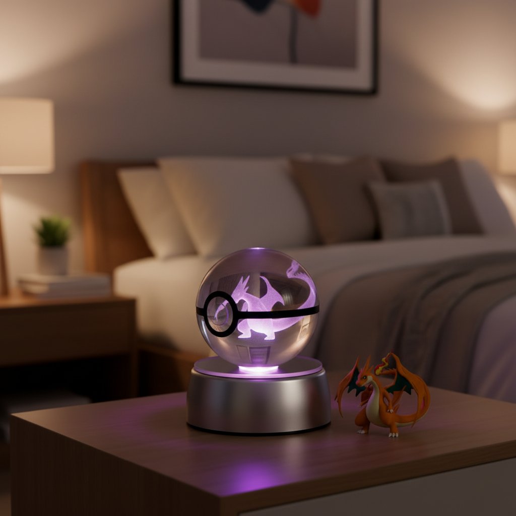 Pokéball Lumineuse Cristal Mega Charizard Y Veilleuse de rêve