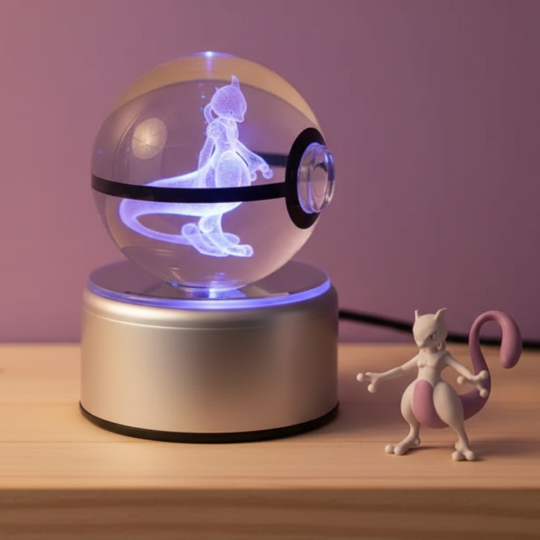 Pokeball Lumineuse Cristal Mewtwo