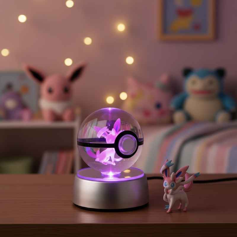 Pokeball Lumineuse Cristal Nymphali Chambre Pokemon