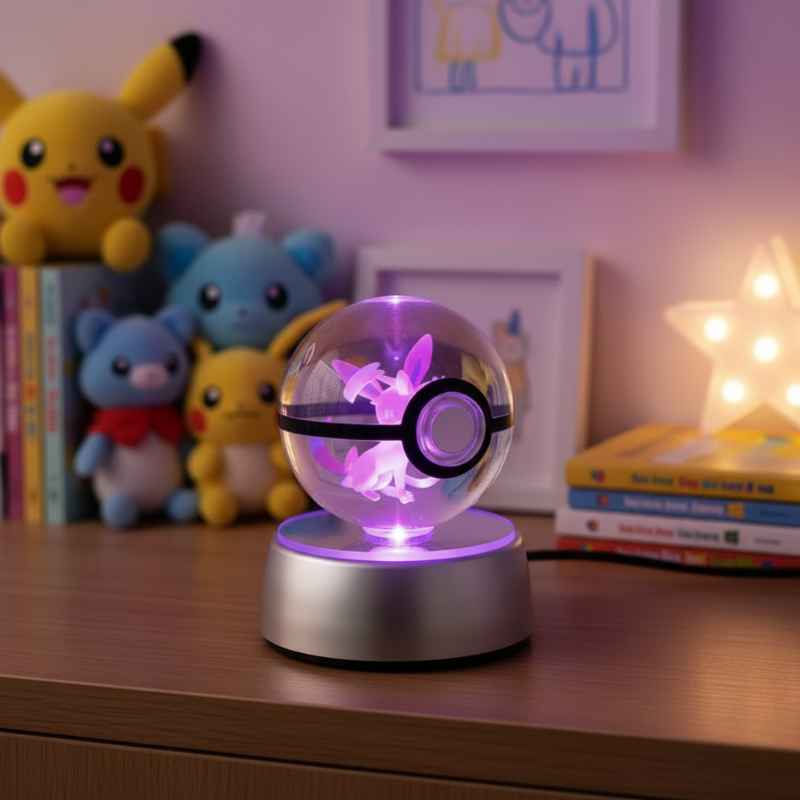 Pokeball Lumineuse Boule En Cristal Nymphali