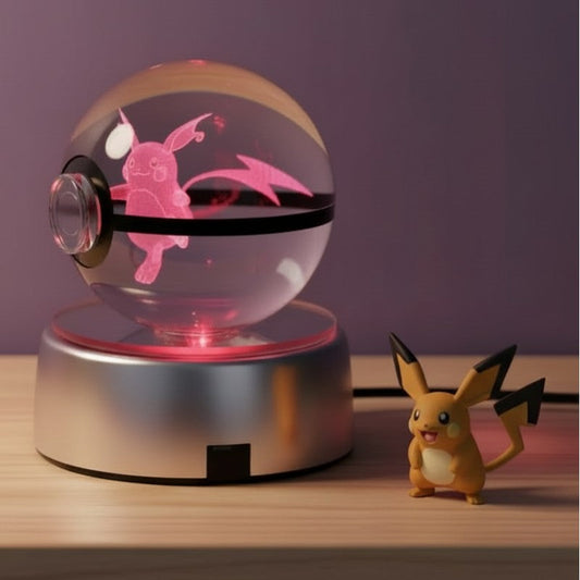 Pokeball lumineuse cristal Raichu effet LED allumé