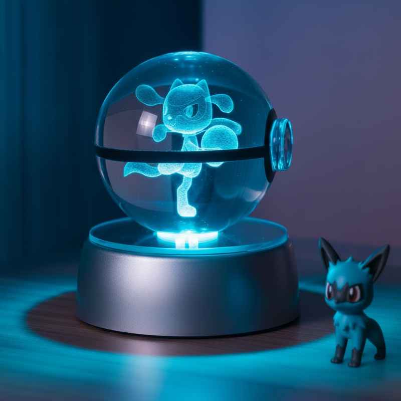 Pokéball Lumineuse en crystal Riolu