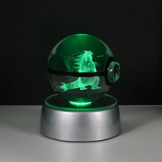 Pokeball Lumineuse en Cristal Pokemon Tyranocif