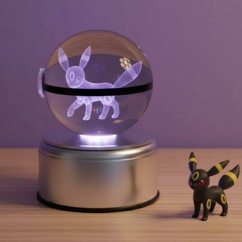 Pokeball lumineuse cristal Umbreon effet holographique 3D
