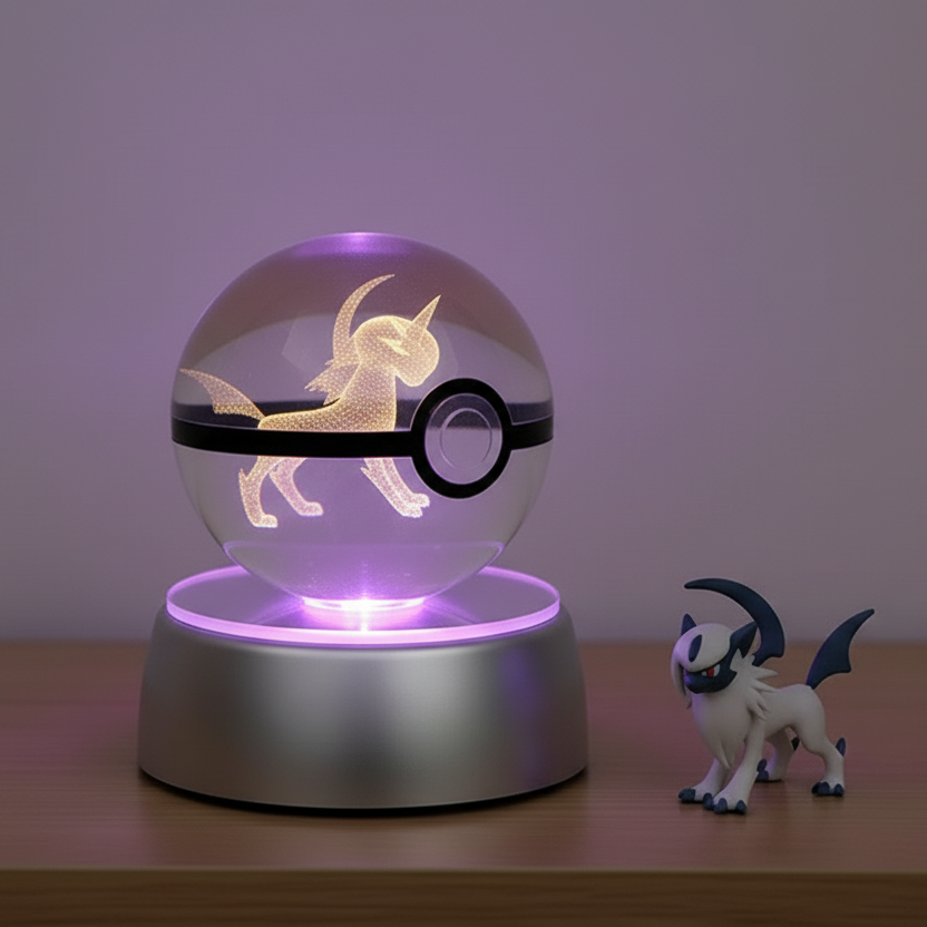 Pokéball Lumineuse en Cristal Pokémon Absol Veilleuse de rêve