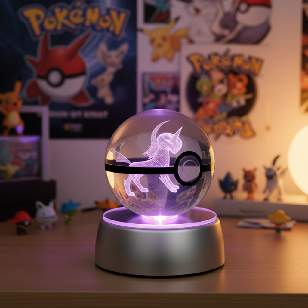 Pokéball Lumineuse en Cristal Pokémon Absol Veilleuse de rêve