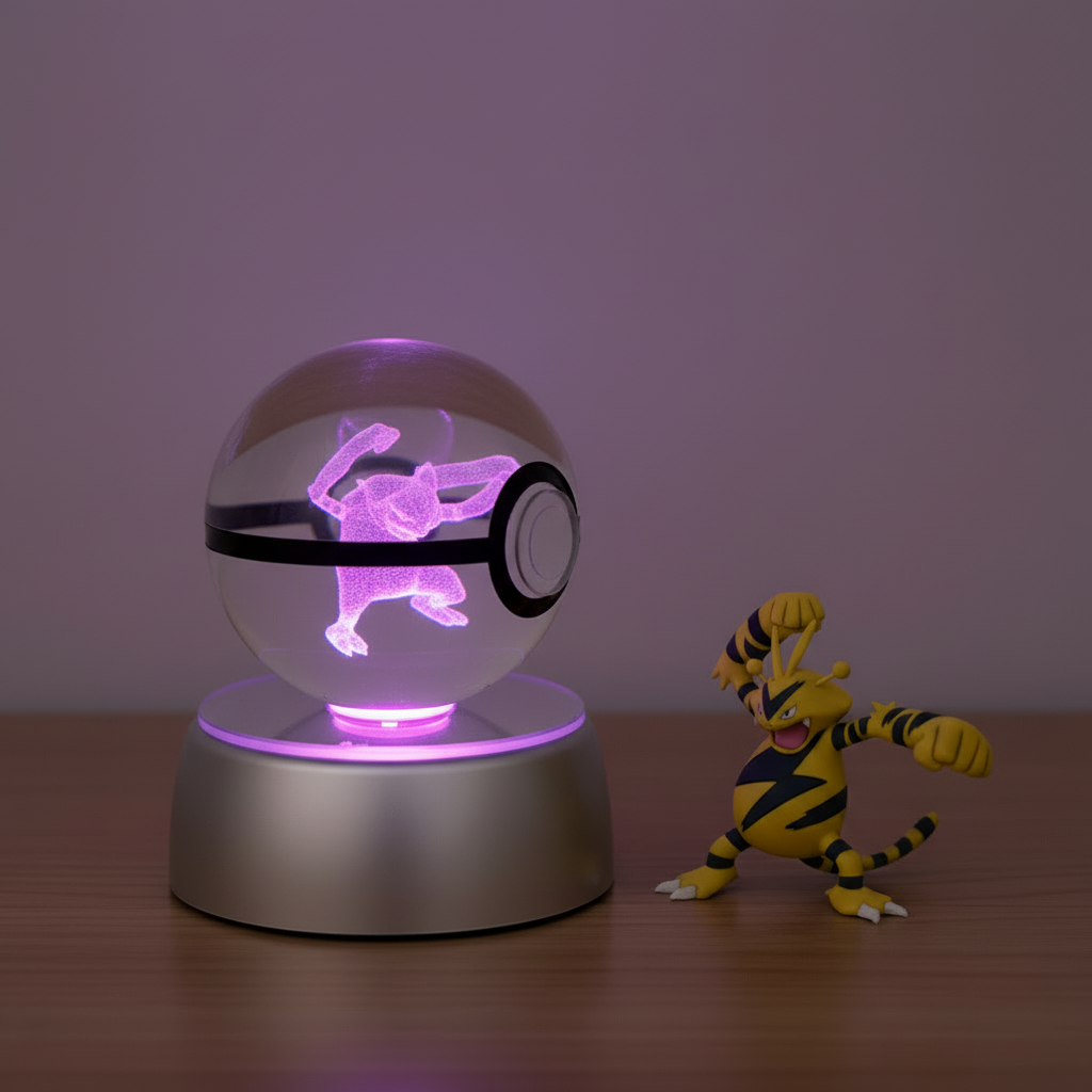 Pokéball Lumineuse en Cristal Pokémon Electabuzz Veilleuse de rêve