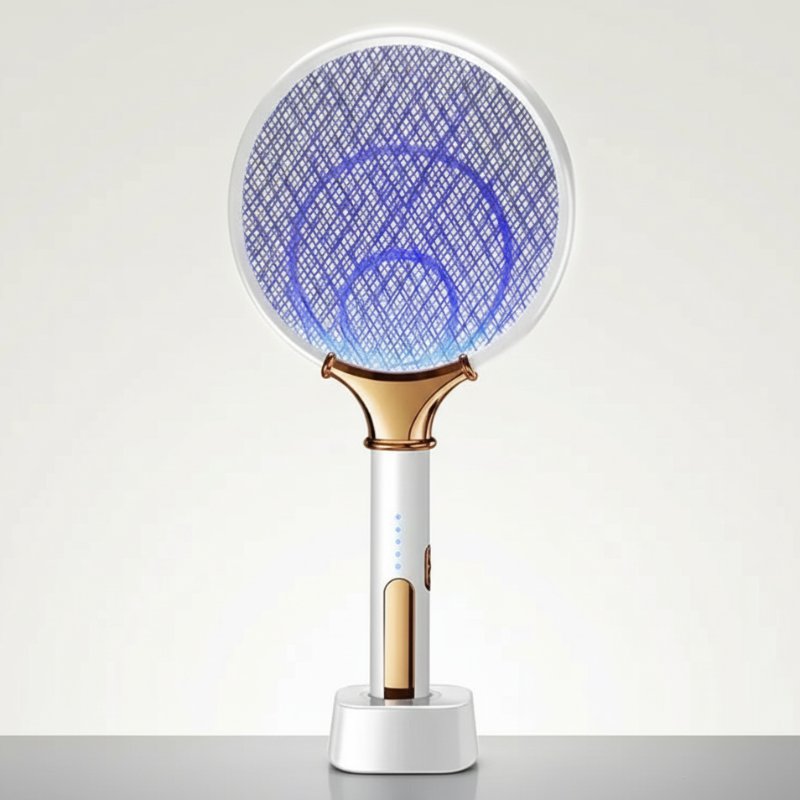 lampe anti-moustique raquette électrique 2-en-1 piège LED violette