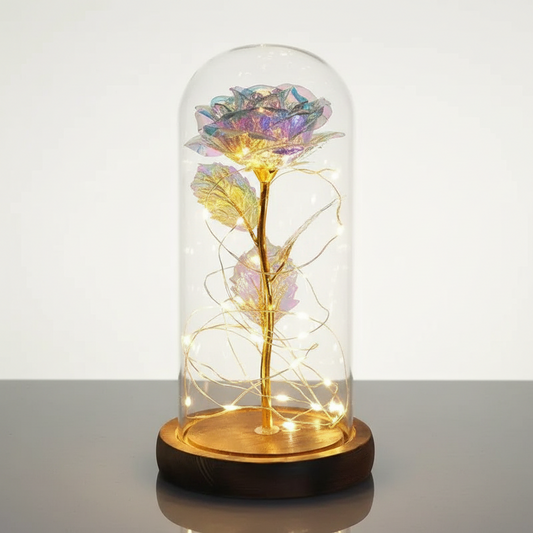 Rose Éternel Sous Cloche Brillante Veilleuse de rêve