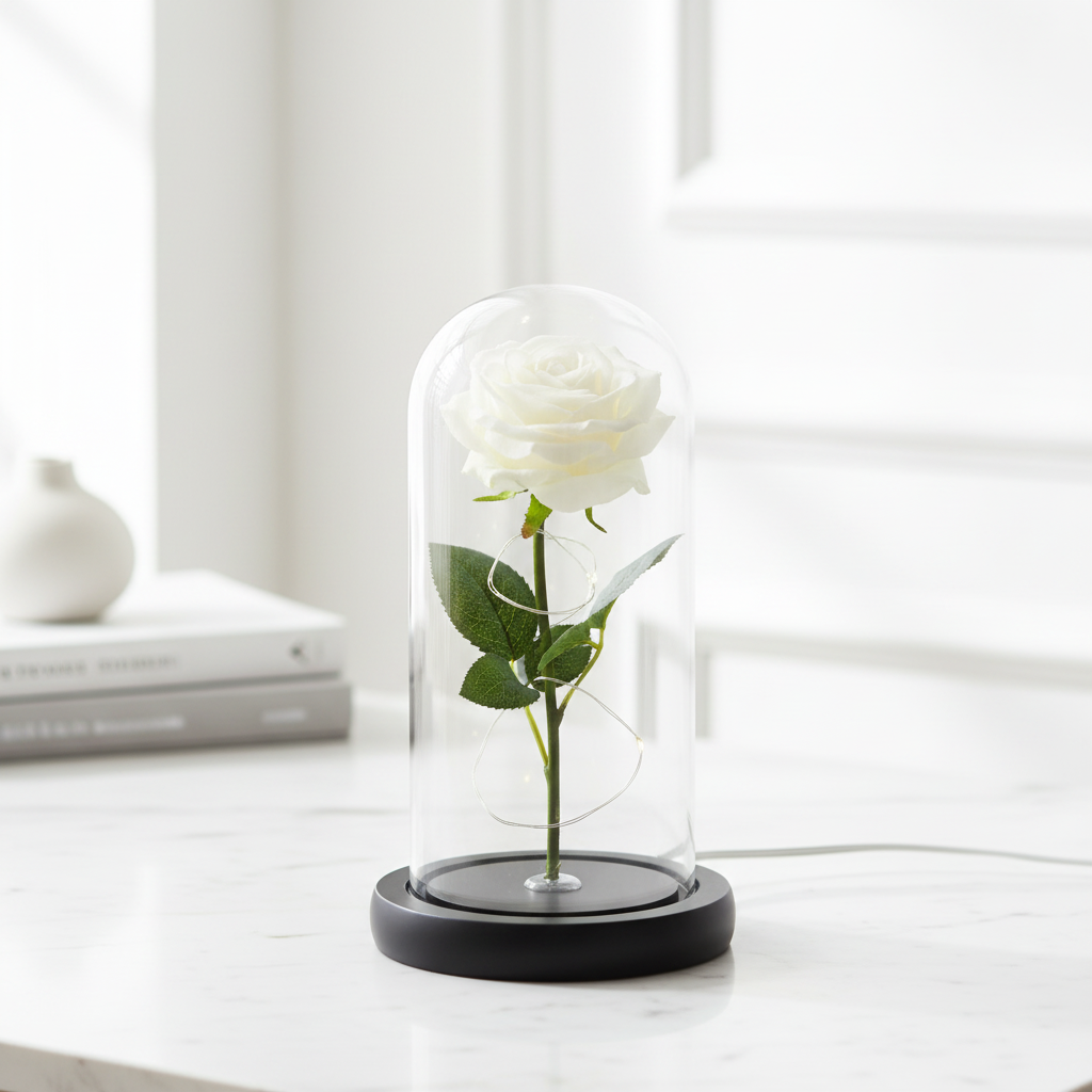 Rose Eternelle Blanche Veilleuse de rêve