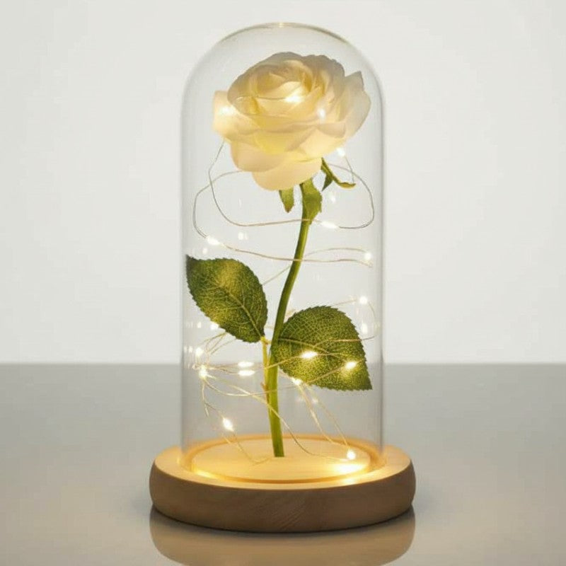 Rose Éternelle Blanche Sous Cloche Verre