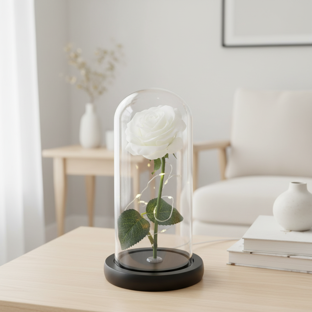 Rose Eternelle Blanche Veilleuse de rêve