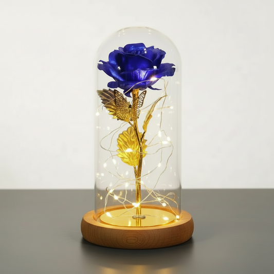Rose Eternelle Bleue Sous Cloche Veilleuse de rêve