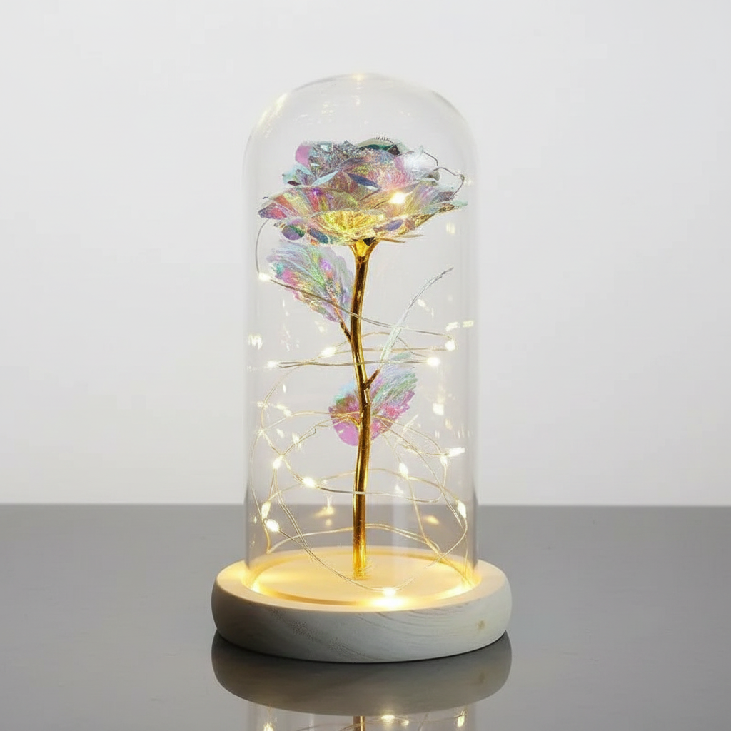 Rose Eternelle Cadeau Nacrée Veilleuse de rêve