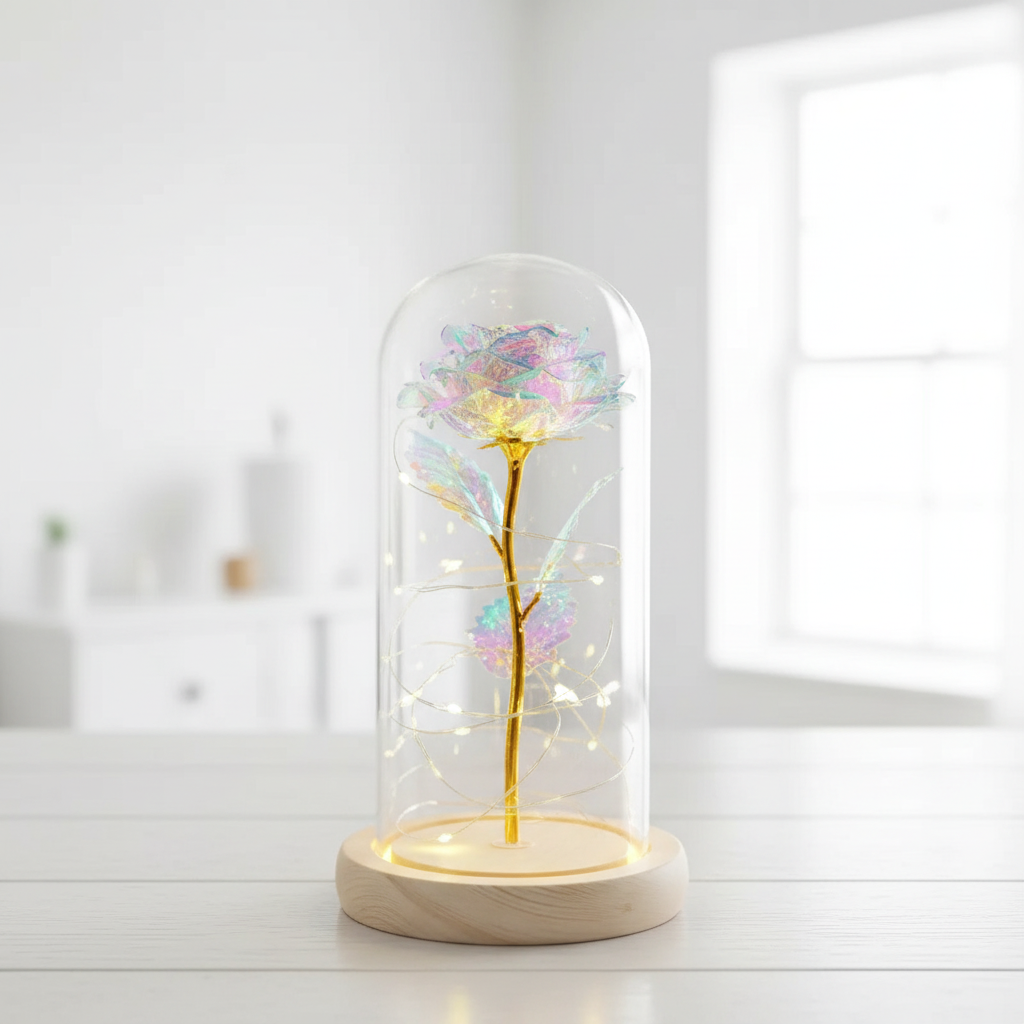 Rose Eternelle Cadeau Nacrée Veilleuse de rêve