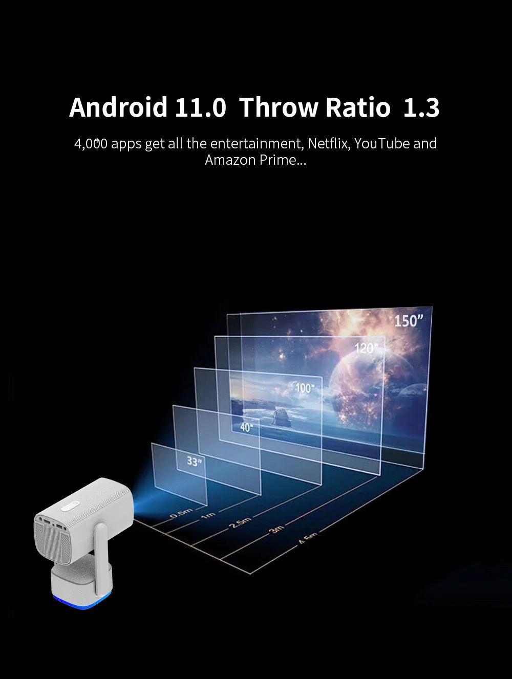 Projecteur 4K Smart K2 Rechargeable Avec Haut-parleur