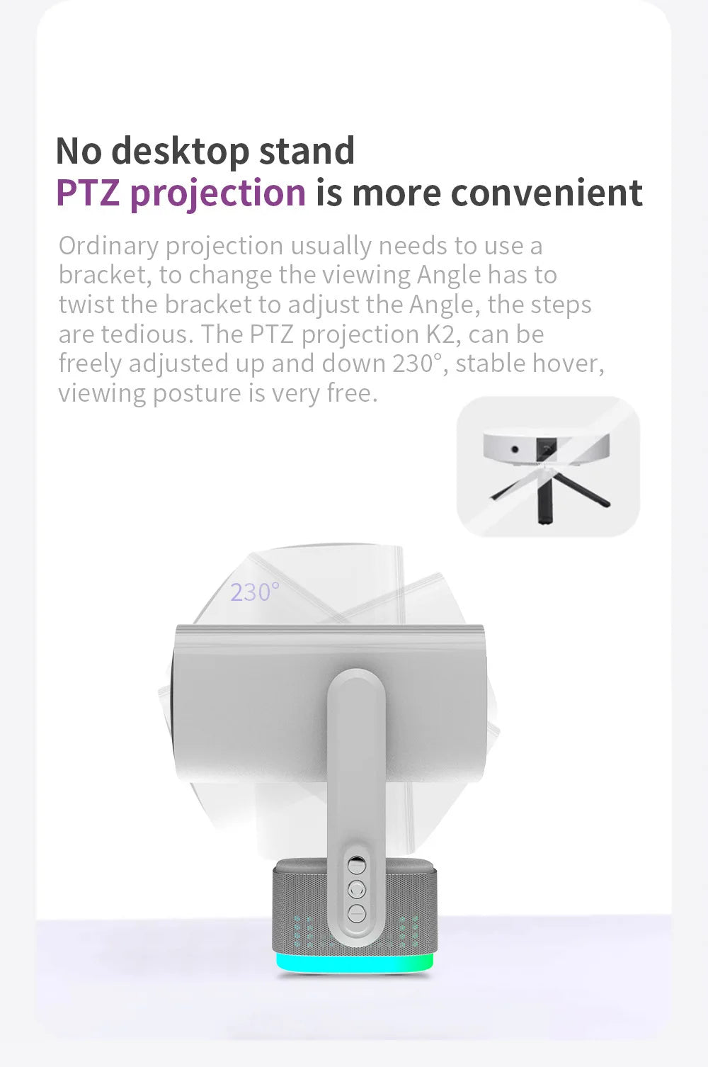 Projecteur 4K Smart K2 Rechargeable Avec Haut-parleur