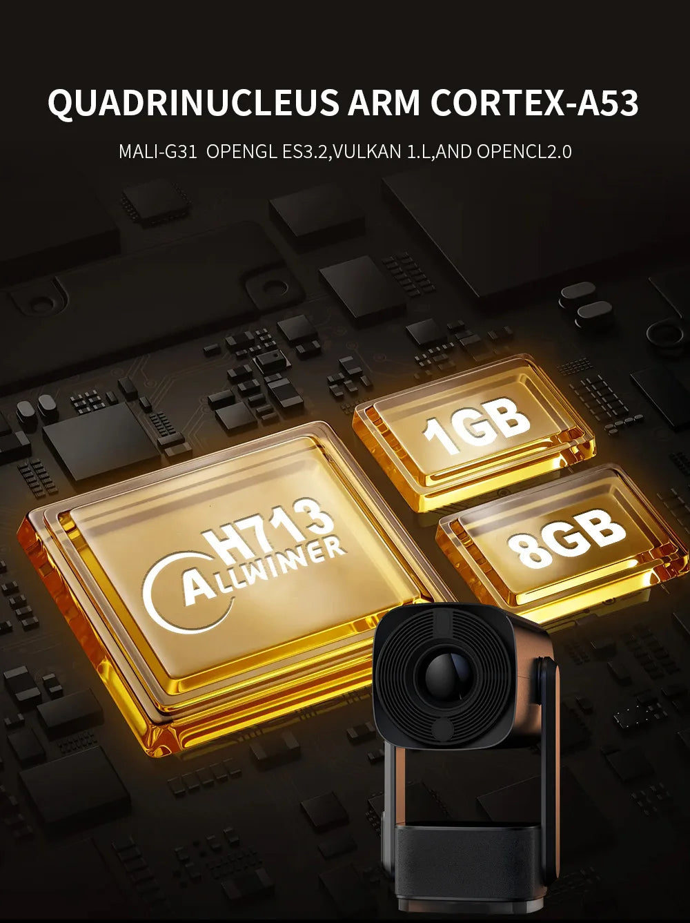 Projecteur 4K Smart K2 Rechargeable Avec Haut-parleur