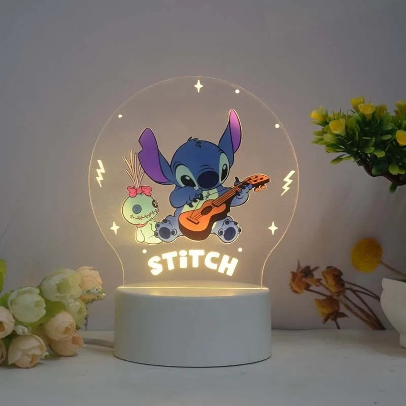 Disney Lilo & Stitch Cartoon Animation Peripheral Night Light Creative Children's Bedroom Decorative Table Lamp Christmas Gift Veilleuse de rêve