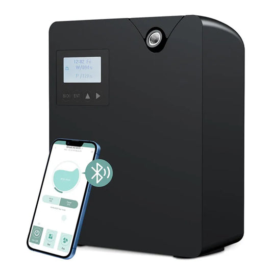 Diffuseur huiles essentielles connecté design blanc et noir pour maison