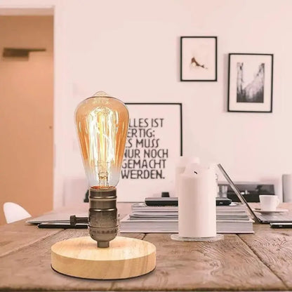 Veilleuse de rêve | Lampe Industrielle Vintage Bois Ampoule