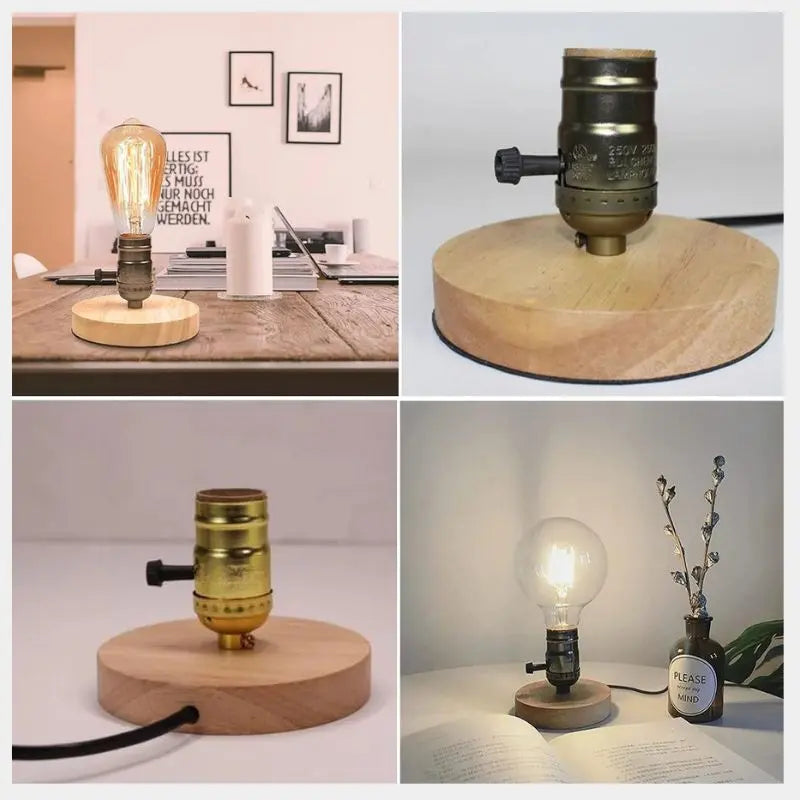 Veilleuse de rêve | Lampe Industrielle Vintage Bois Détail