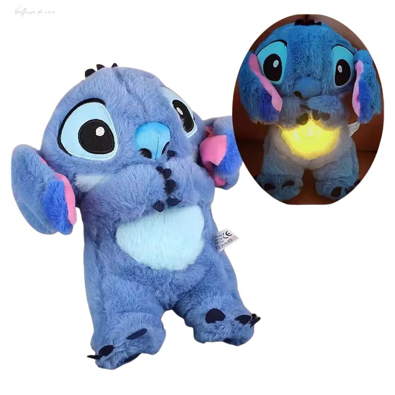 Stitch Children Sleep Companion Sound Soothing Music Kawaii Plush Toy with Air Bag Breathing Light Doll Breathing Toy Gift Toy Veilleuse de rêve