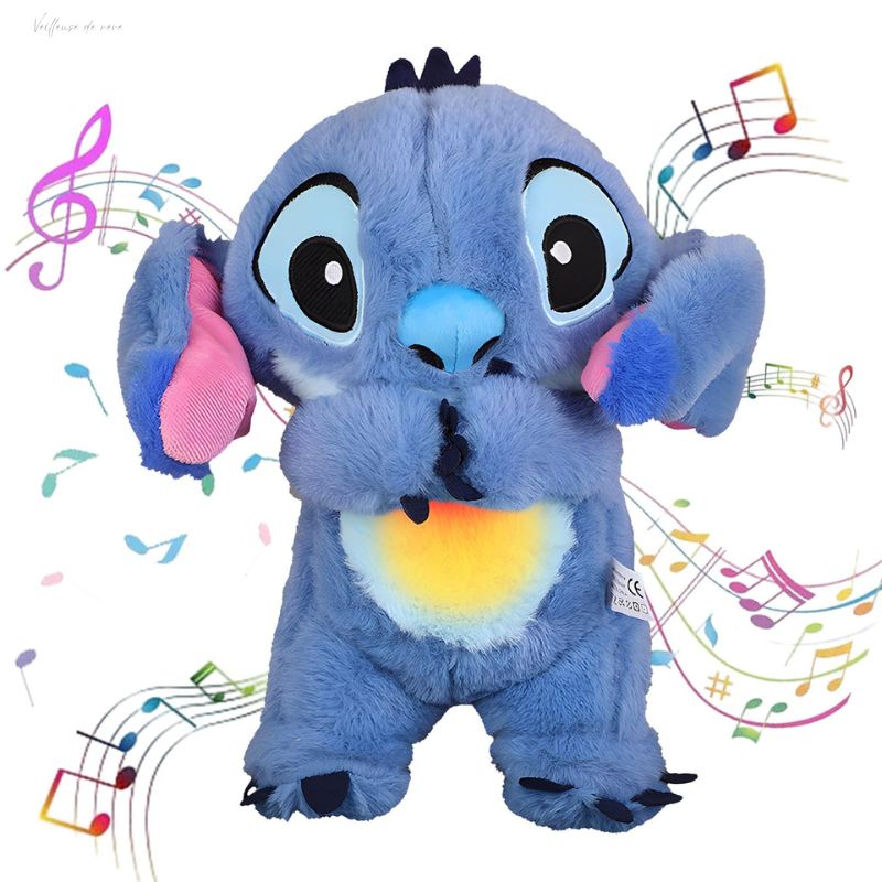 Stitch Children Sleep Companion Sound Soothing Music Kawaii Plush Toy with Air Bag Breathing Light Doll Breathing Toy Gift Toy Veilleuse de rêve