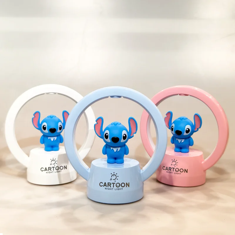 Stitch Anime Light Cartoon Cute Bedside Night Light White Blue Pink Charging Children's Gift Cartoon Decorate Desk Lamp Gift Veilleuse de rêve