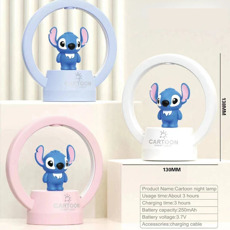 Stitch Anime Light Cartoon Cute Bedside Night Light White Blue Pink Charging Children's Gift Cartoon Decorate Desk Lamp Gift Veilleuse de rêve