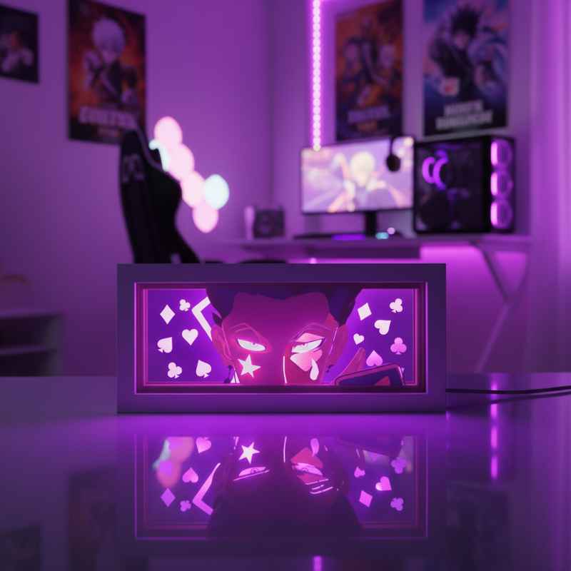 Tableau LED Hunter Hisoka décoratif dans salon geek moderne