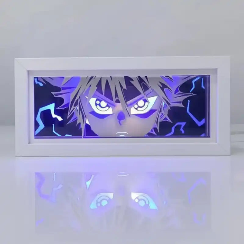 tableau lumineux Killua Hunter x Hunter LED allumé fond blanc