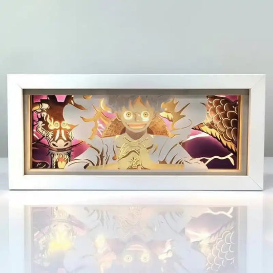 Tableau lumineux Monkey D Luffy Gear 5 avec cheveux blancs iconiques One Piece